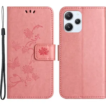 Pouzdro na mobilní telefon Flower knížkové pouzdro na Xiaomi Redmi 12 4G/5G - růžové