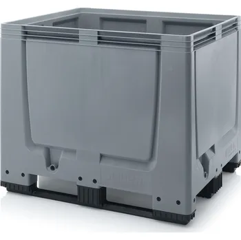 paleta Big boxy uzavřené 120 x 100 x 100 cm, 3 ližiny - Stříbrošedá - materiál: 1 A nový materiál HD-PE - MBG 1210K