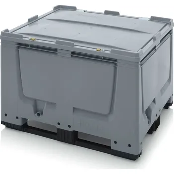 paleta Big boxy s uzamykatelným systémem SA/SC 120 x 100 x 83 cm, 3 ližiny, UN approval - Stříbrošedá - materiál: 1 A nový materiál HD-PE - UN BBG 1210K SASC