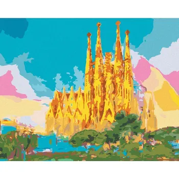 Diamondi Diamantové malování - DUHOVÁ SAGRADA FAMILIA Rozměr: 40x50 cm, Rámování: bez rámu a bez vypnutí plátna