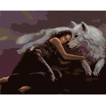 Hračka Diamondi Diamantové malování - POD OCHRANOU VLKA Rozměr: 40x50 cm, Rámování: bez rámu a bez vypnutí plátna