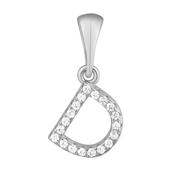 Přívěsek Stříbrný přívěšek písmeno D se zirkony STRZ1003DF