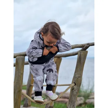 Chlapecké kalhoty Yháček Softshellové kalhoty Yháček, jarní, Lesní zvěř na šedé Velikost: 74