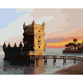 Diamondi Diamantové malování - VĚŽ V LISABONU Rozměr: 40x50 cm, Rámování: bez rámu a bez vypnutí plátna