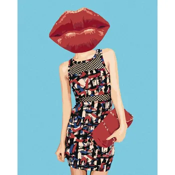 Diamondi Diamantové malování - ŽENA A ČERVENÉ RTY Rozměr: 40x50 cm, Rámování: vypnuté plátno na rám