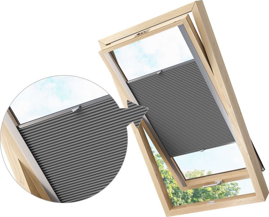 ZEBRA-SHOP PLISSÉ PRO STŘEŠNÍ OKNO VELUX MK 06 / TM. ŠEDÁ PM05 / profil STŘÍBRNÝ / SKLADEM