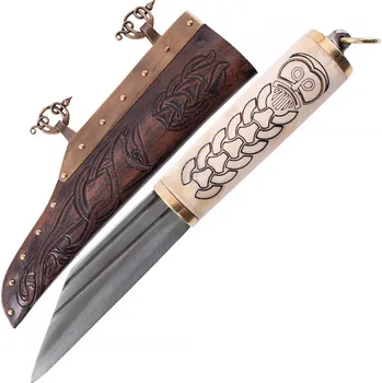 Deepeka Ručně kovaný vikingský nůž sax s kostěnou rukojetí