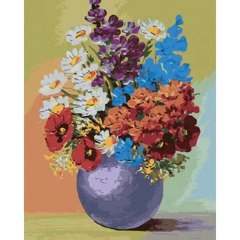 Diamondi Diamantové malování - KVĚTINY V MODRÉ VÁZE Rozměr: 40x50 cm, Rámování: bez rámu a bez vypnutí plátna