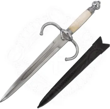 Replika zbraně Deepeka Levoruční dýka k rapíru s koženou pochvou, 16. století