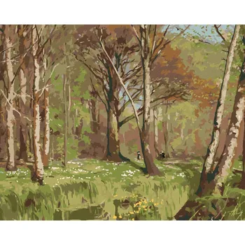 Hračka Diamondi Diamantové malování - DĚTI V LESE NA JAŘE. SASANKY KVETOU (H. A. BRENDEKILDE) Rozměr: 40x50 cm, Rámování: bez rámu a bez vypnutí plátna