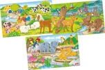 Goki Dřevěné puzzle Zvířata 3x 24 dílků