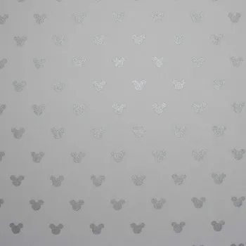 Látka bavlna premium stříbrné myšky na světle šedé