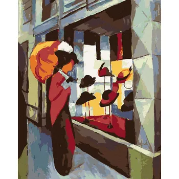 Diamondi Diamantové malování - OBCHOD S KLOBOUKY (AUGUST MACKE) Rozměr: 40x50 cm, Rámování: bez rámu a bez vypnutí plátna