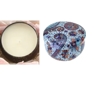 Svíčka Sójová svíčka ve zdobené plechovce s vůní moře