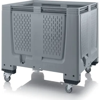 paleta Big boxy s větracími otvory 120 x 100 x 114 cm, 4 kolečka - Stříbrošedá - materiál: 1 A nový materiál HD-PE - MBO 1210R