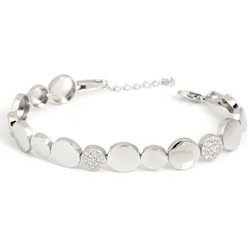 Náramek Luxusní stříbrný článkový náramek s čirými zirkony 17-20 cm STNA0656F + dárek zdarma