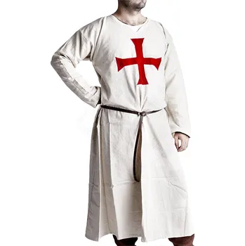 Karnevalový kostým Marshal Historical Templářská tunika s rukávy, bavlna