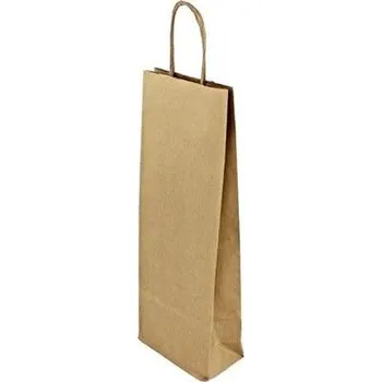 Papírová taška na víno hnědá 140x80x390 mm s krouceným uchem od 25 ks