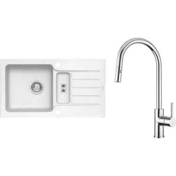 Granitový dřez Alveus Niagara 70 BÍLÁ SET - různé typy baterií Dřez / Set: Set, Baterie: Set Tonia chrom