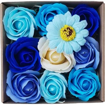 Mýdlo made by ANTEROS Dekorace Mýdlové květy Blue mix v dárkovém boxu