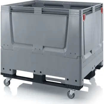 paleta Skládací big boxy uzavřené 120 x 100 x 114 cm, 4 kolečka, 3 ližiny - Stříbrošedá - materiál: 1 A nový materiál - KLG 1210KR