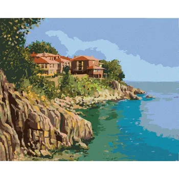 Diamondi Diamantové malování - POBŘEŽÍ V BULHARSKU Rozměr: 40x50 cm, Rámování: bez rámu a bez vypnutí plátna