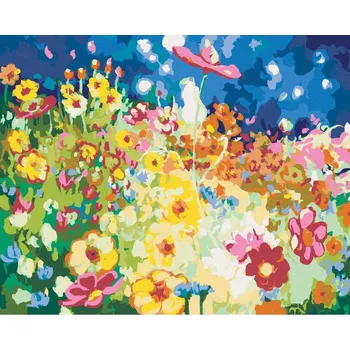 Hračka Diamondi Diamantové malování - BAREVNÉ KVĚTINOVÉ POLE Rozměr: 40x50 cm, Rámování: bez rámu a bez vypnutí plátna