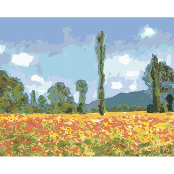 Diamondi Diamantové malování - MAKOVÉ POLE V GIVERNY (CLAUDE MONET) Rozměr: 40x50 cm, Rámování: vypnuté plátno na rám