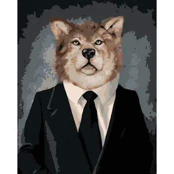Diamondi Diamantové malování - VLK V OBLEČENÍ Rozměr: 40x50 cm, Rámování: bez rámu a bez vypnutí plátna