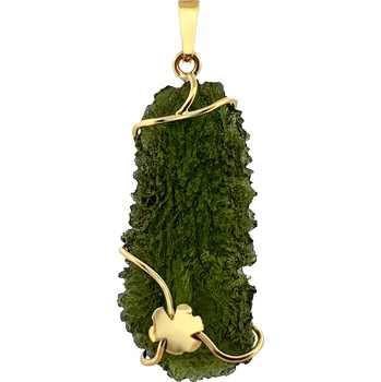 Přívěsek Zlatý přívěs s krásným neopracovaným vltavínem