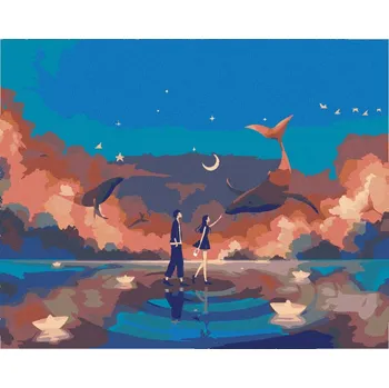 Dětské zboží Diamondi Diamantové malování - PÁR NA MOŘI A VELRYBY Rozměr: 40x50 cm, Rámování: bez rámu a bez vypnutí plátna