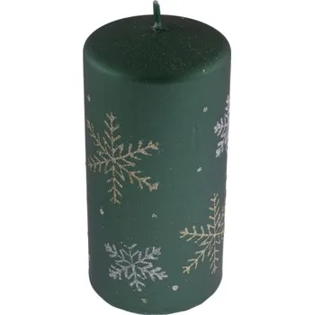 Svíčka Svíčka válec 70x140mm Frost, Metalic Mat, tm. zelená