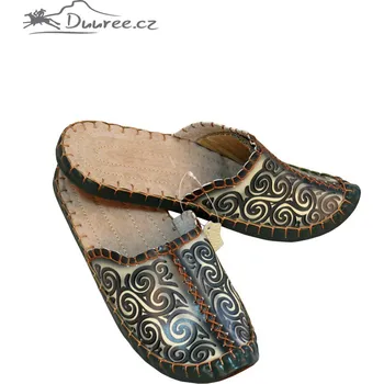 Dámské pantofle Duuree.cz Kožené pantofle Barva: Tmavě zelená, Velikost: 36-37