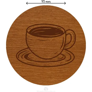 Podtácek WoodenPuzzle.cz Kulatý dřevěný podtácek s motivem - Capuccino Počet: sada 6 ks