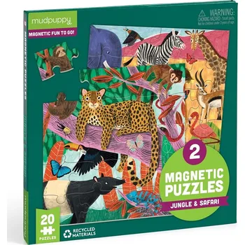 Puzzle Mudpuppy Magnetické puzzle Safari a džungle 2x20 dílků