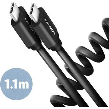 Kabel AXAGON BUCM-CM20TB, TWISTER kabel USB-C - USB-C, 1.1m, USB 2.0, PD 60W 3A, ALU, tpe, černý