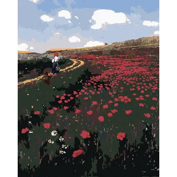 Hračka Diamondi Diamantové malování - VLČÍ MÁKY V POLI (PÁL SZINYEI MERSE) Rozměr: 40x50 cm, Rámování: bez rámu a bez vypnutí plátna