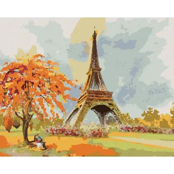 Hračka Diamondi Diamantové malování - EIFFELOVA VĚŽ NA PODZIM Rozměr: 40x50 cm, Rámování: bez rámu a bez vypnutí plátna