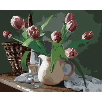 Hračka Diamondi Diamantové malování - TULIPÁNY VE DŽBÁNKU Rozměr: 40x50 cm, Rámování: bez rámu a bez vypnutí plátna