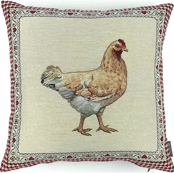 Dekorativní polštářek BYTEMA Gobelínový povlak na polštář SLEPICE 2 45 x 45 cm