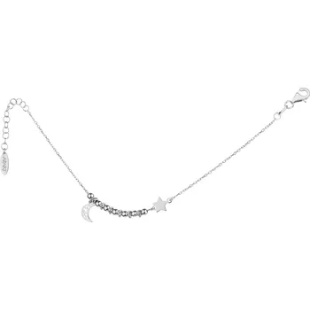 Náramek Stříbrný náramek - měsíc, hvězda, kuličky - AP535-9968