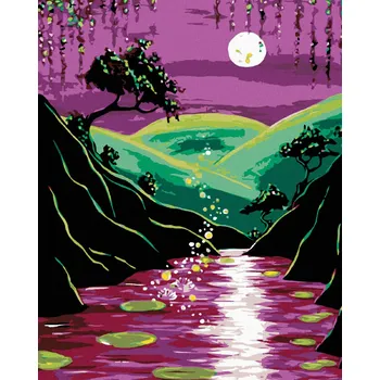 Hračka Diamondi Diamantové malování - NOČNÍ PŘÍRODA A ÚPLNĚK Rozměr: 40x50 cm, Rámování: bez rámu a bez vypnutí plátna