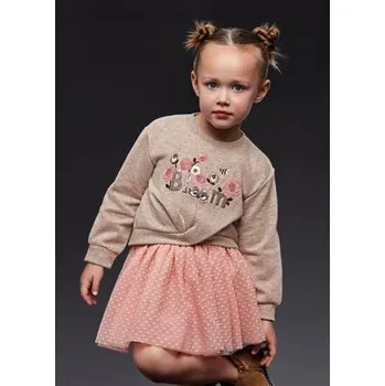 Dívčí sukně dětská zdobená mikina s růžovou tylovou sukní Mayoral 4936-34 velikost 134