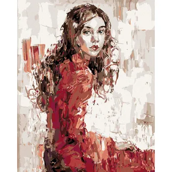 Hračka Diamondi Diamantové malování - MLADÁ ŽENA V ČERVENÝCH ŠATECH Rozměr: 40x50 cm, Rámování: bez rámu a bez vypnutí plátna