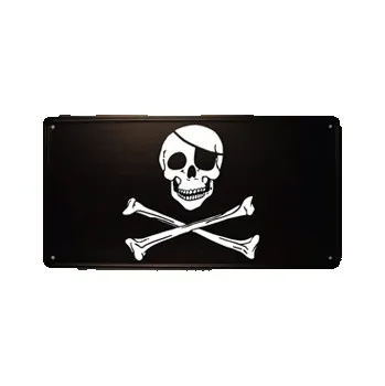 Domovní cedule Cedule plechová pirátská lebka a zkřížené hnáty