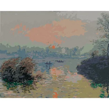 Hračka Diamondi Diamantové malování - LE COUCHER DE SOLEIL SUR LA SEINE (CLAUDE MONET) Rozměr: 40x50 cm, Rámování: bez rámu a bez vypnutí plátna