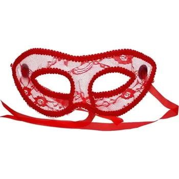 Karnevalový doplněk Guirca Škraboška s krajkou červená