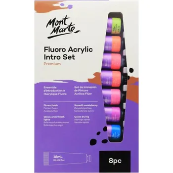 Vodová barva MontMarte Sada akrylových barev FLUO č. 8181 - 8 x 18 ml - tuba - papírový obal