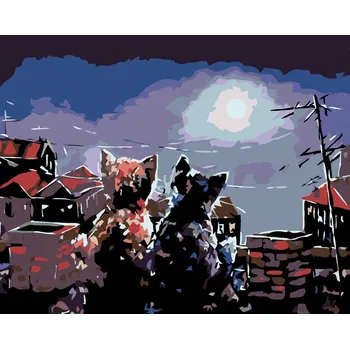 Diamondi Diamantové malování - KOŤATA NA STŘEŠE Rozměr: 40x50 cm, Rámování: bez rámu a bez vypnutí plátna