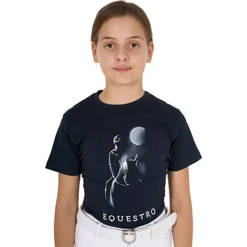 Chlapecké tričko EQUESTRO Tričko Moon Riding Equestro, dětské, navy 10 let